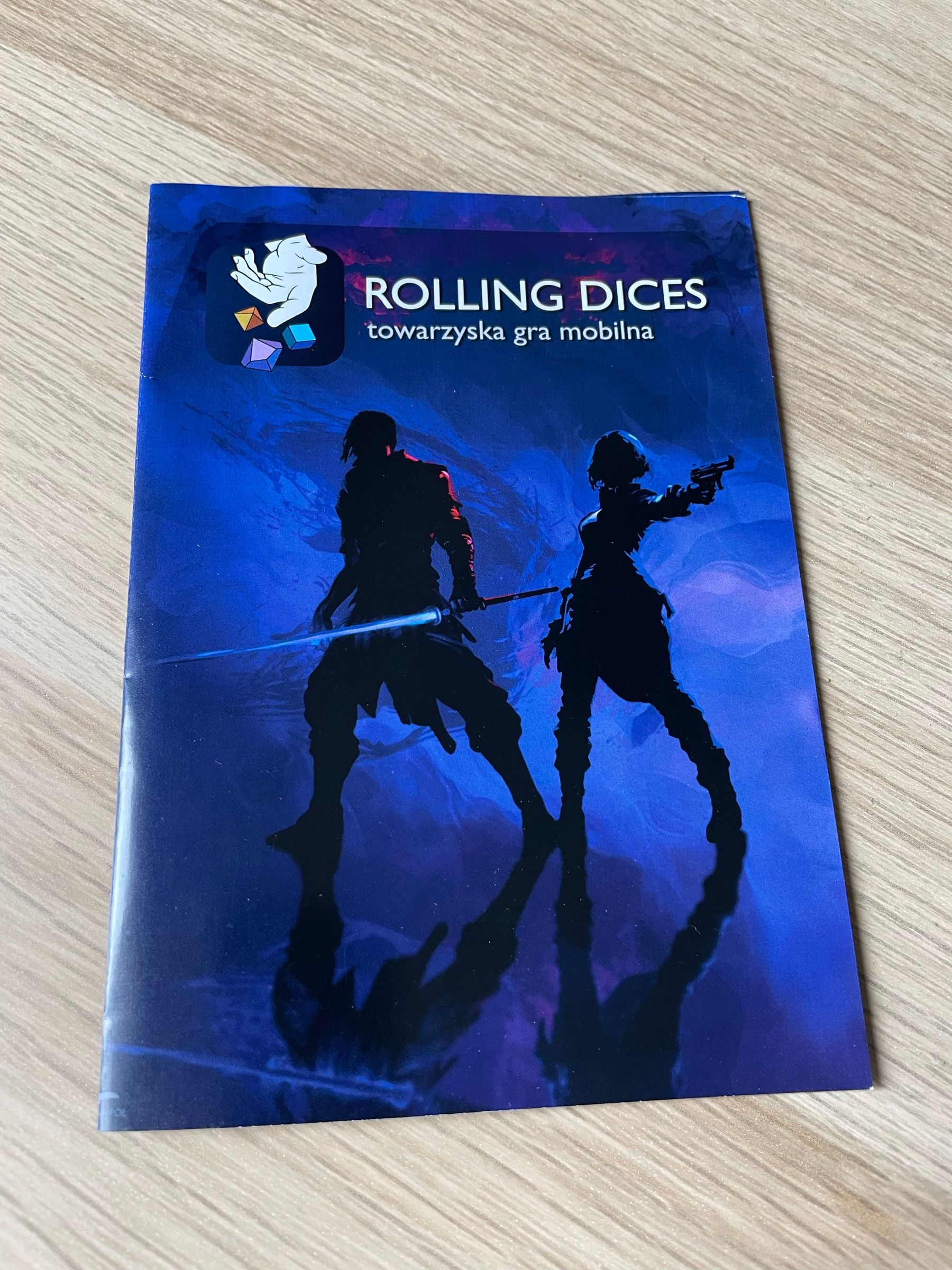 Cover of the Rolling Dices flyer with the logo and two silhouetted characters.